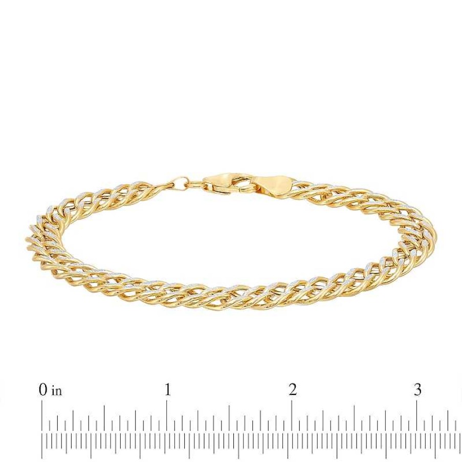 Zales Hollow 7.0Mm Diamond-Cut Chain Bracelet In 14K Gold - 7.5" Bracelets