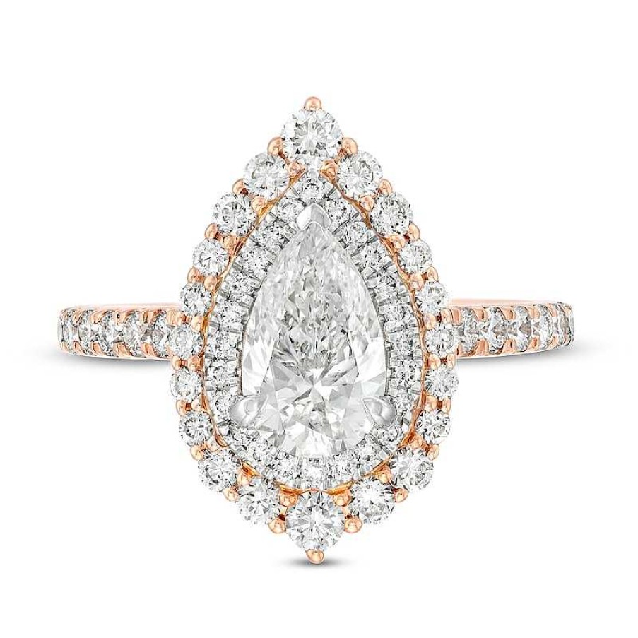 Zales Kleinfeld® X Zales 2 Ct. T.W. Certified Pear-Shaped Lab-Created Diamond Engagement Ring In 18K Rose Gold (F/Vs2) Rings