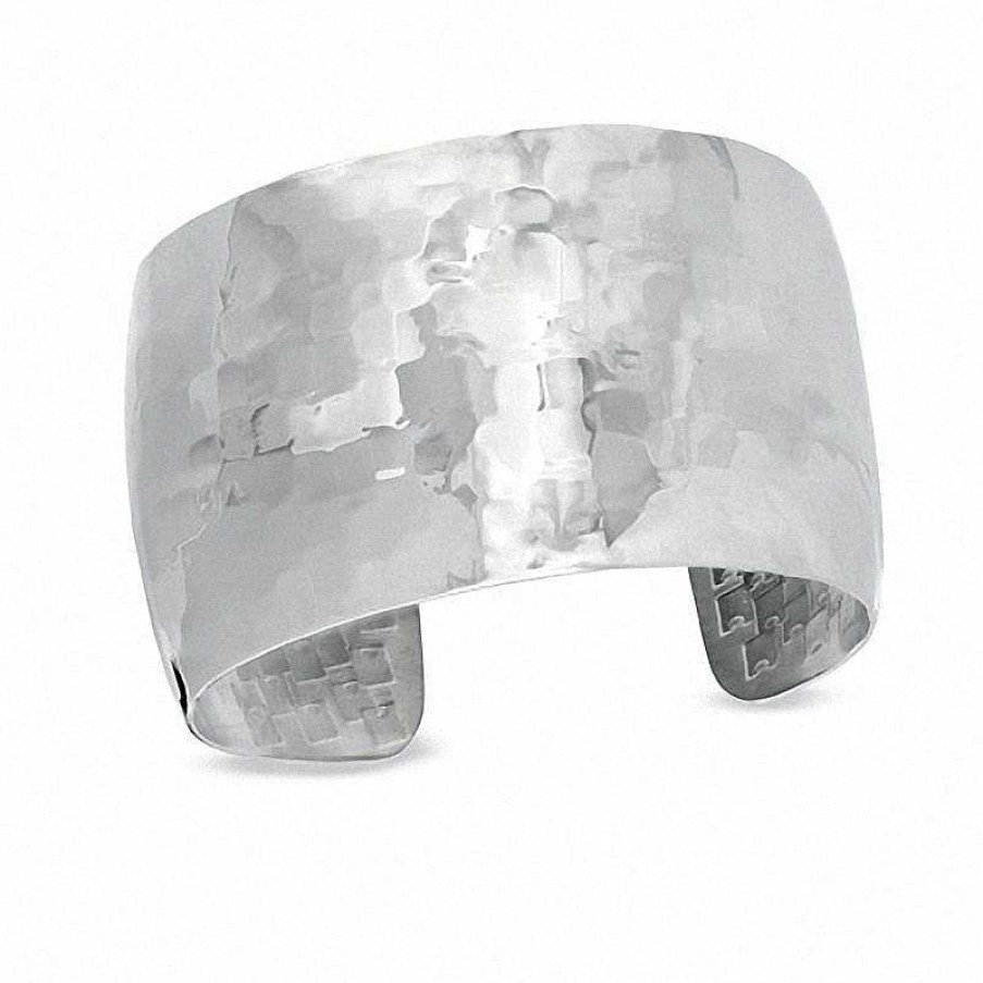 Zales 40.0Mm Stainless Steel Hammered Cuff Bracelets