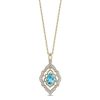 Zales Enchanted Disney Aladdin Pear-Shaped Swiss Blue Topaz And 1/15 Ct. T.W. Diamond Arabesque Frame Pendant In 10K Gold Necklaces