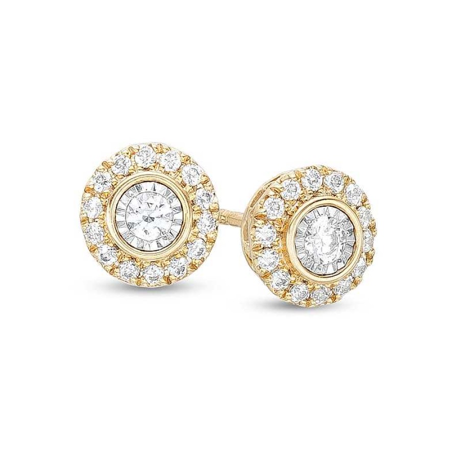 Zales 1/4 Ct. T.W. Diamond Frame Stud Earrings In 10K Two-Tone Gold Earrings