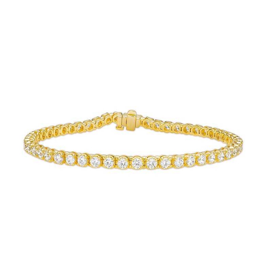 Zales Men'S 7 Ct. T.W. Certified Lab-Created Diamond Tennis Bracelet In 14K Gold (F/Si2) 8.47" Bracelets