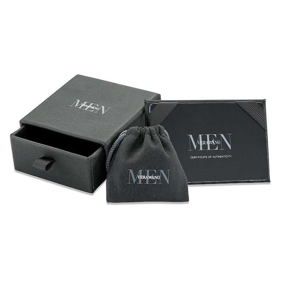 Zales Vera Wang Men 6.0Mm Onyx Sandblast Stud Earrings In Sterling Silver And Black Ruthenium Earrings