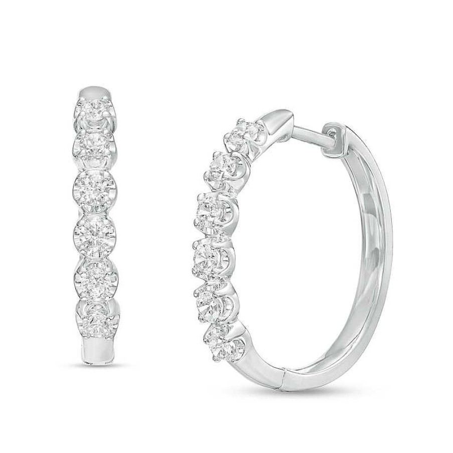 Zales 1 Ct. T.W. Certified Lab-Created Diamond Hoop Earrings 14K White Gold (F/Si2) Earrings