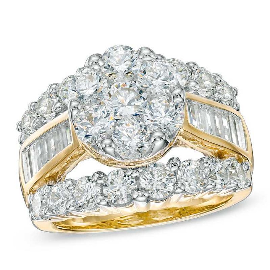 Zales 4 Ct. T.W. Multi-Diamond Triple-Row Engagement Ring In 14K Gold Rings