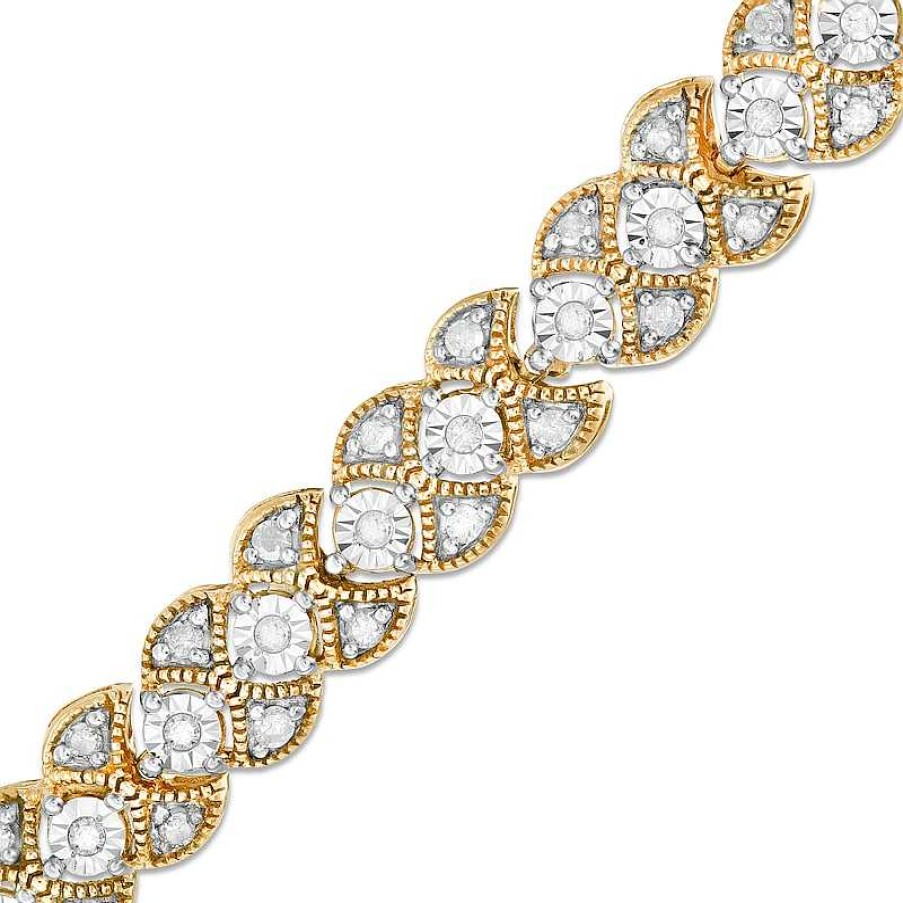 Zales 1 Ct. T.W. Diamond Art Deco Vintage-Style Bracelet In 10K Gold - 7.25" Bracelets