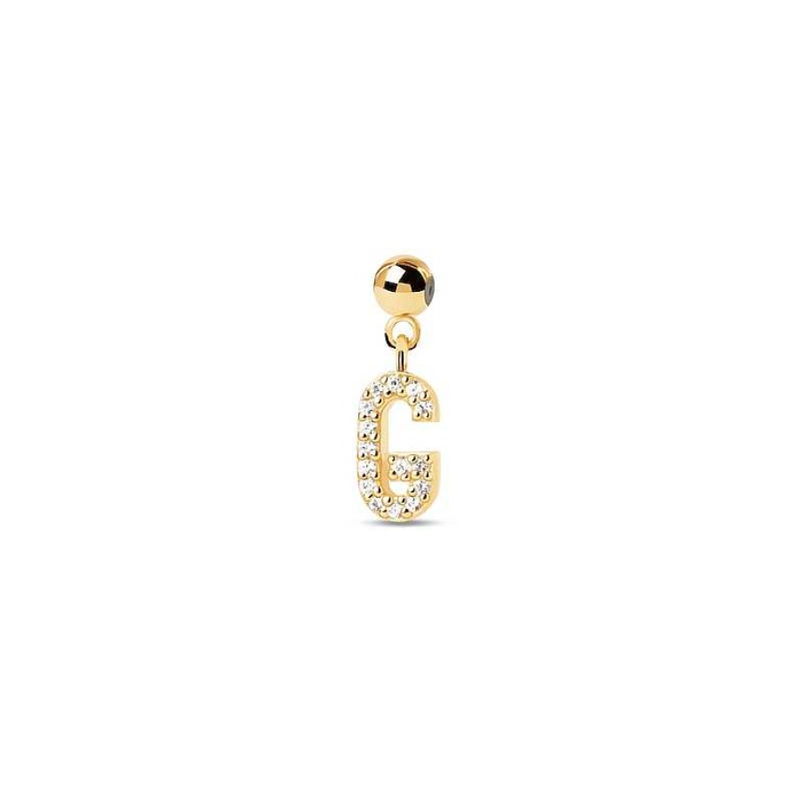 Zales Pdpaola At Zales Cubic Zirconia Letter "G" Initial Bead Charm In Sterling Silver With 18K Gold Plate Necklaces