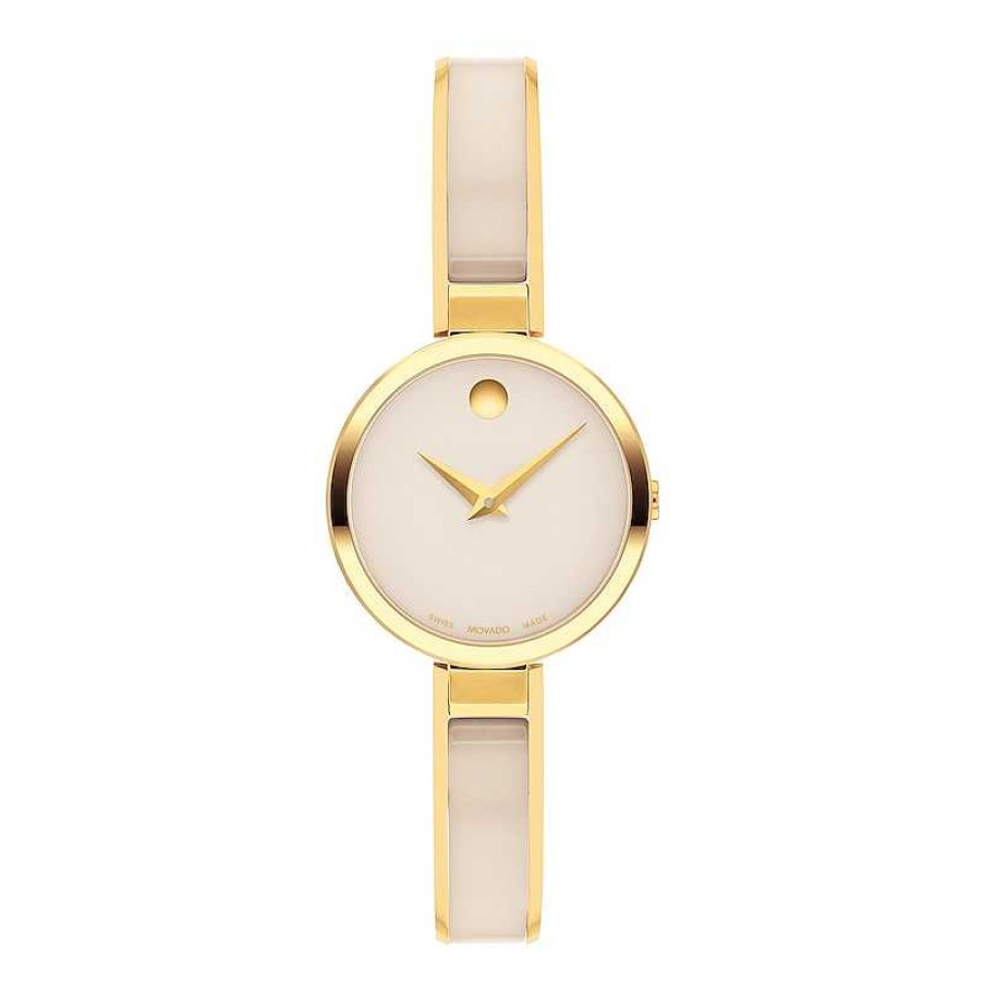 Movado Ladies' Movado Moda Gold-Tone Pvd Ceramic Bangle Watch With Taupe Dial (Model: 0607867) Watches