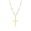 Zales Brilliance-Bead Rosary-Style Cross Necklace In 14K Tri-Tone Gold Necklaces