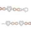 Zales 1/10 Ct. T.W. Diamond Alternating Heart And Infinity Link Bracelet In Sterling Silver And 10K Rose Gold - 7.25" Bracelets