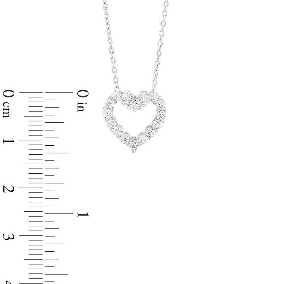 Zales 1/2 Ct. T.W. Certified Lab-Created Diamond Heart Outline Pendant In 14K White Gold (F/Si2) Necklaces