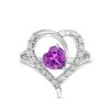 Zales Heart-Shaped Amethyst And 1/15 Ct. T.W. Diamond Heart Ring In Sterling Silver Rings