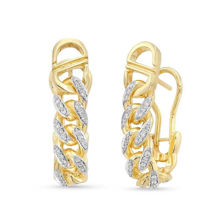 Zales Zales X Alessi Domenico Diamond Miami Cuban Chain Hoop Earrings In 18K Gold Earrings