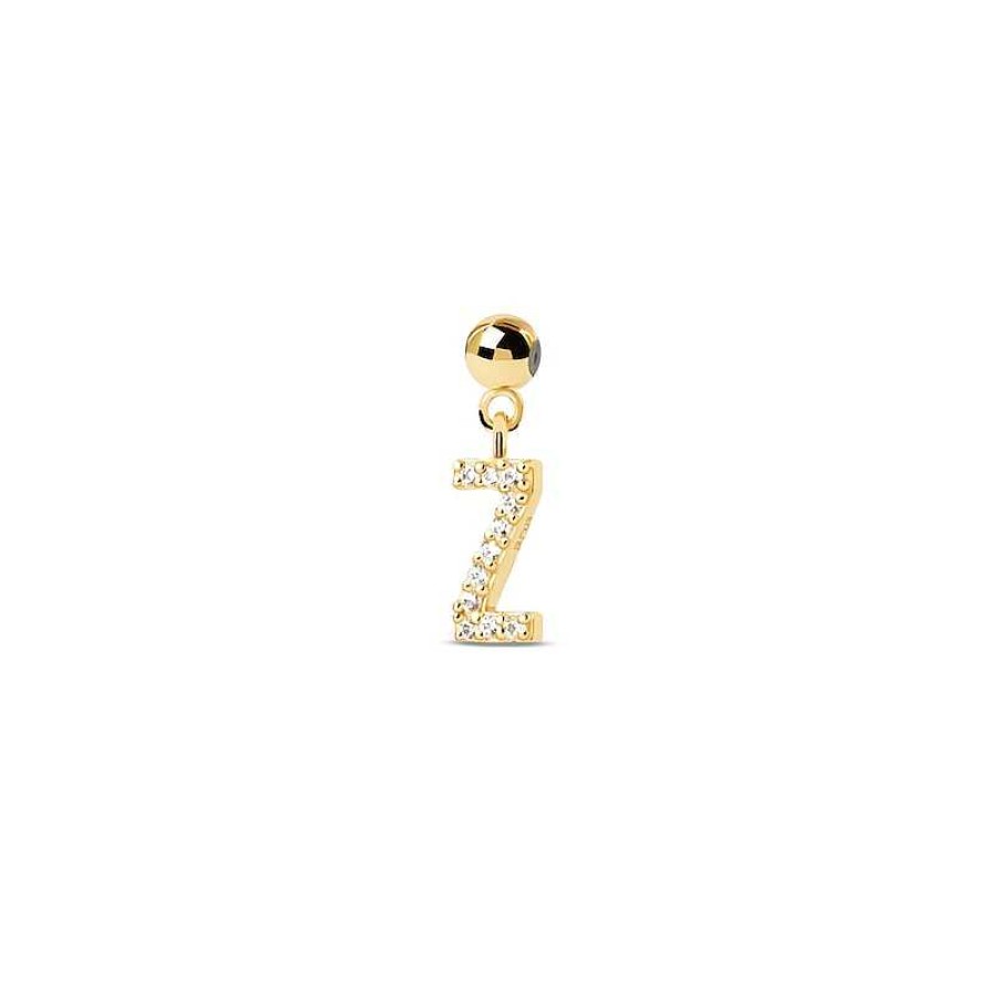 Zales Pdpaola At Zales Cubic Zirconia Letter "Z" Initial Bead Charm In Sterling Silver With 18K Gold Plate Necklaces