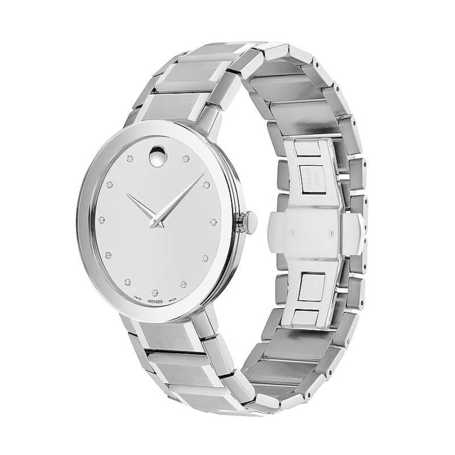 Movado Men'S Movado Sapphire Diamond Accent Watch With Silver-Tone Dial (Model: 0607587) Watches