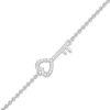 Zales 1/20 Ct. T.W. Diamond Sideways Heart-Top Key Anklet In Sterling Silver - 10" Bracelets