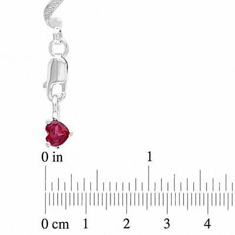 Zales 6.0Mm Heart-Shaped Lab-Created Ruby And Diamond Accent Bracelet In Sterling Silver Bracelets