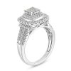 Zales 3/4 Ct. T.W. Princess-Cut Multi-Diamond Cushion Frame Collar Triple Row Vintage-Style Engagement Ring In 10K White Gold Rings